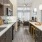 kitchen with pendant lights over island